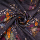 Charcoal Black Abstract zari jacquard Pure Bemberg Crepe Fabric MTF-31803