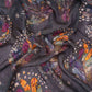Charcoal Black Abstract zari jacquard Pure Bemberg Crepe Fabric MTF-31803