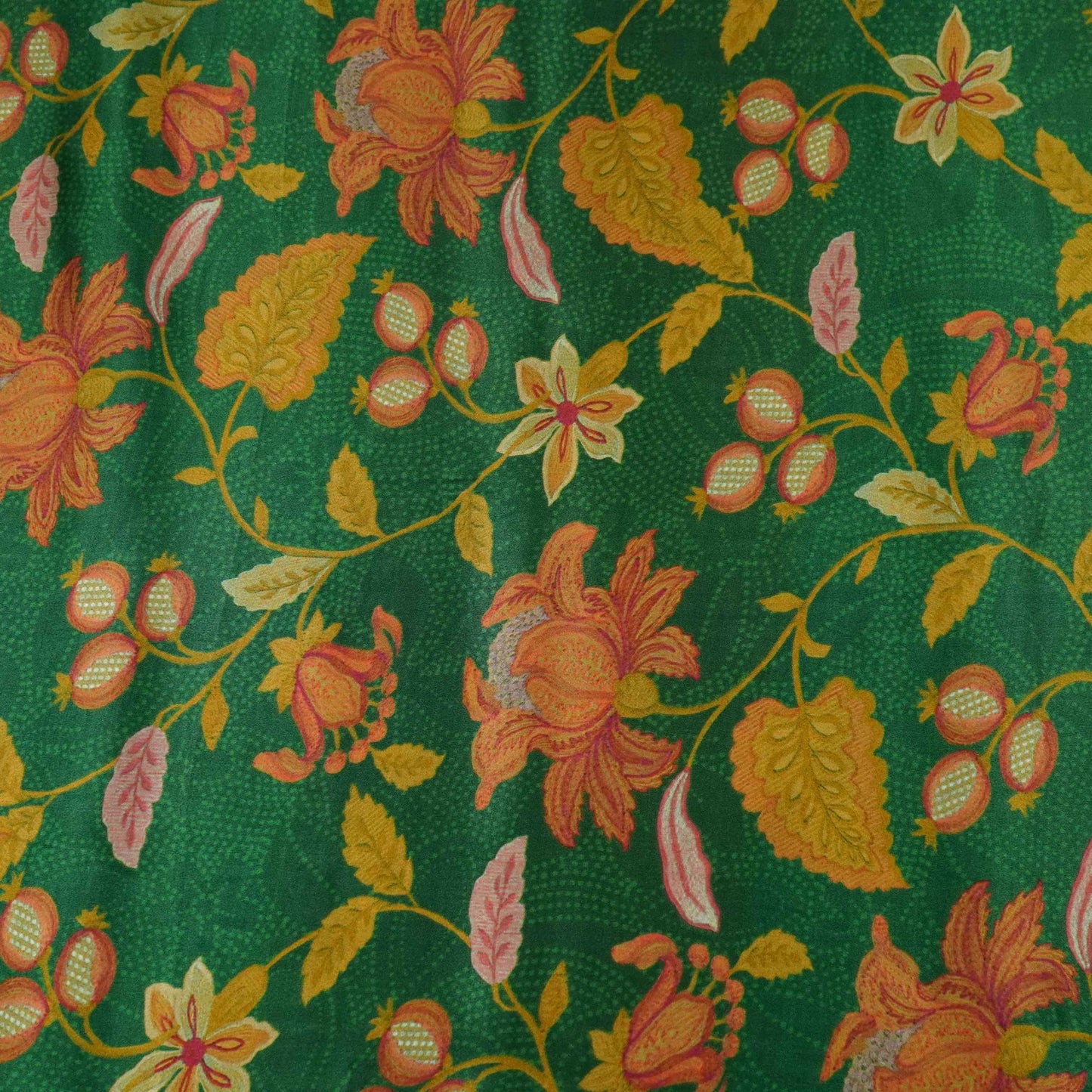 Bottle Green Chintz floral print Bemberg Modal Silk Fabric KTP-31406