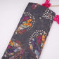 Charcoal Black Abstract zari jacquard Pure Bemberg Crepe Fabric MTF-31803