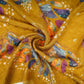 Mustard Abstract zari jacquard Pure Bemberg Crepe Fabric MTF-31802