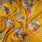 Mustard Abstract zari jacquard Pure Bemberg Crepe Fabric MTF-31802