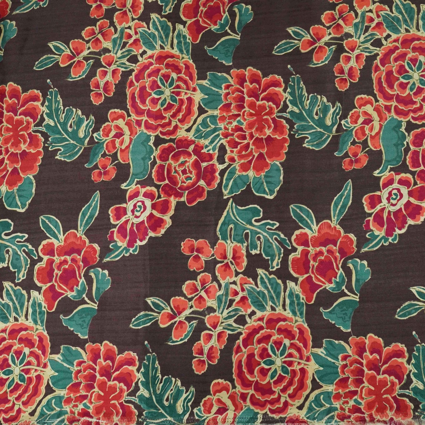 Dark Plum floral print Bemberg Modal Silk Fabric KTP-31439