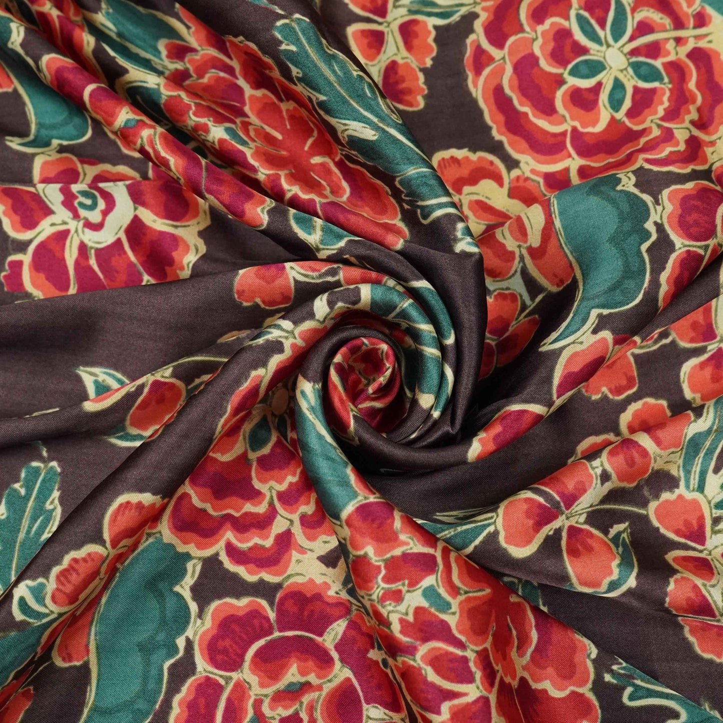 Dark Plum floral print Bemberg Modal Silk Fabric KTP-31439