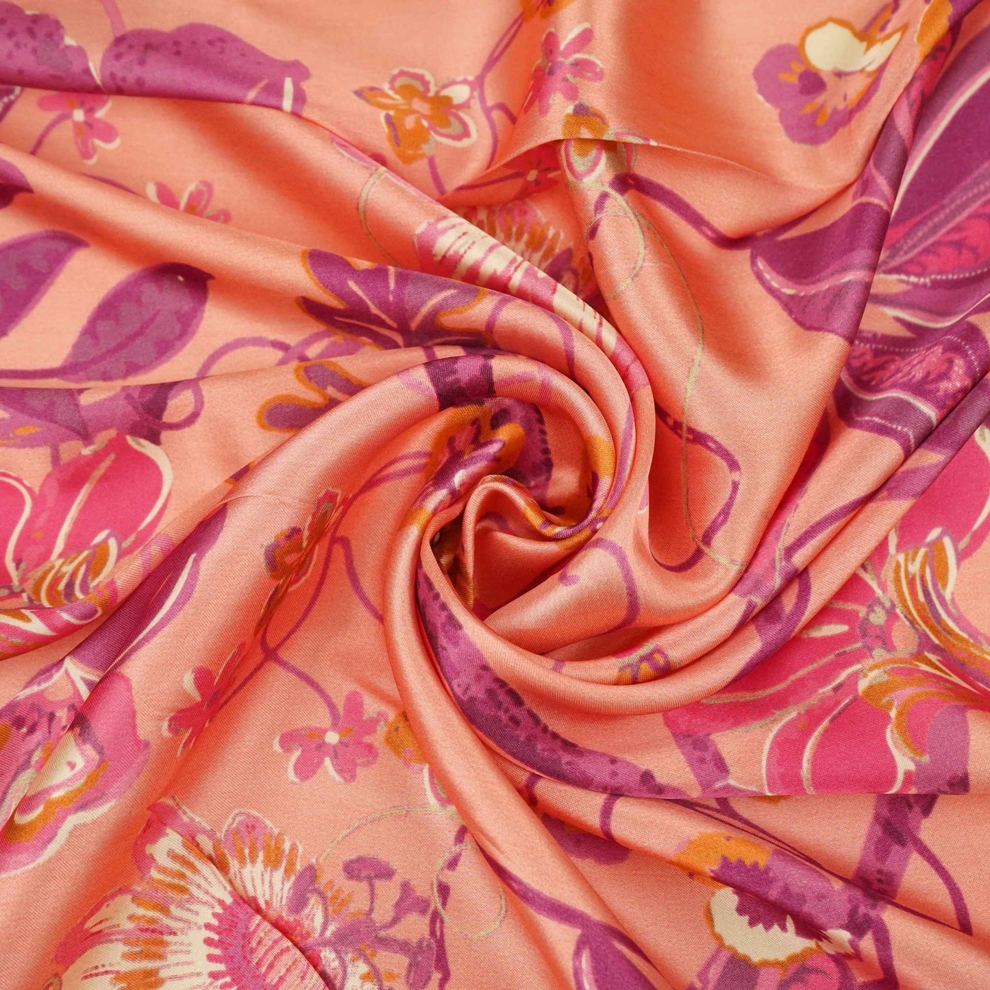 Pink with Dark Pink Tropical stripes Bemberg Modal Silk Fabric KTP-31421