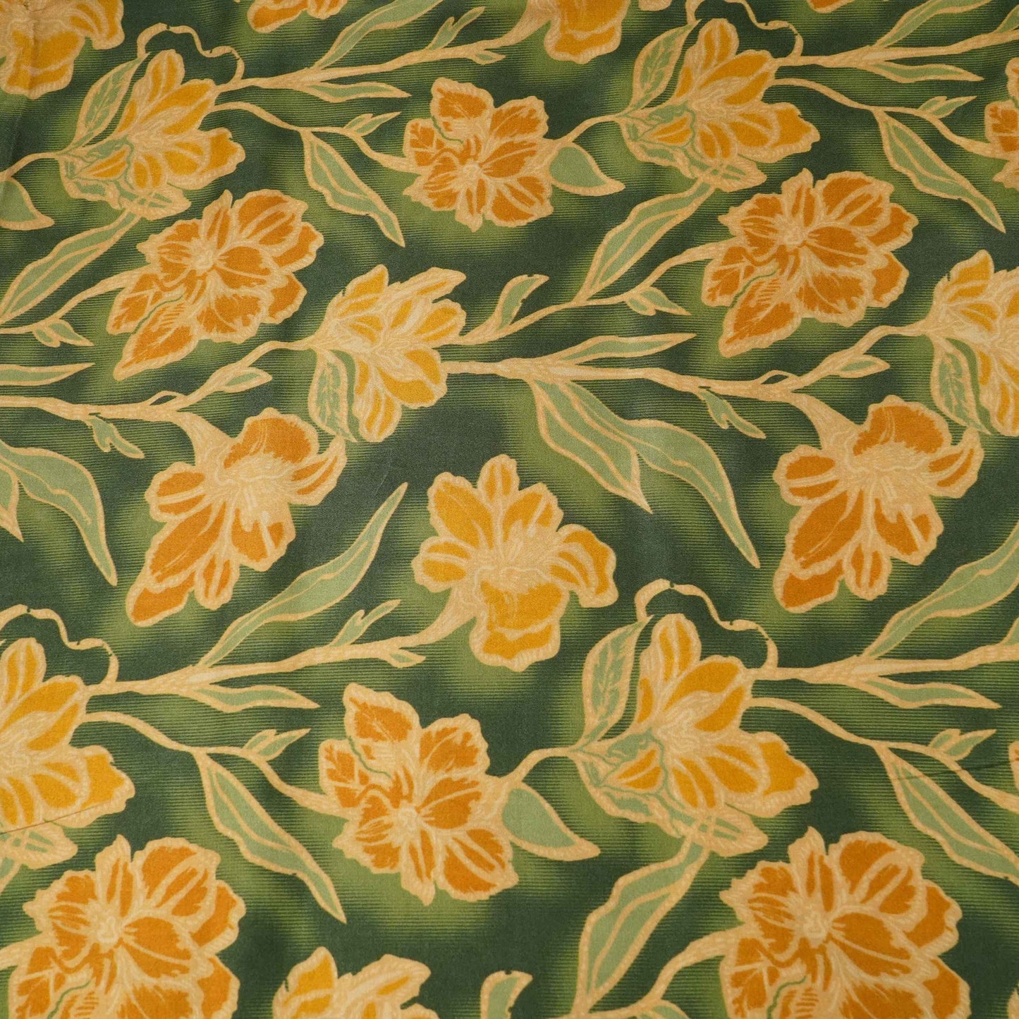 Forest Green floral print Bemberg Modal Silk Fabric KTP-31427