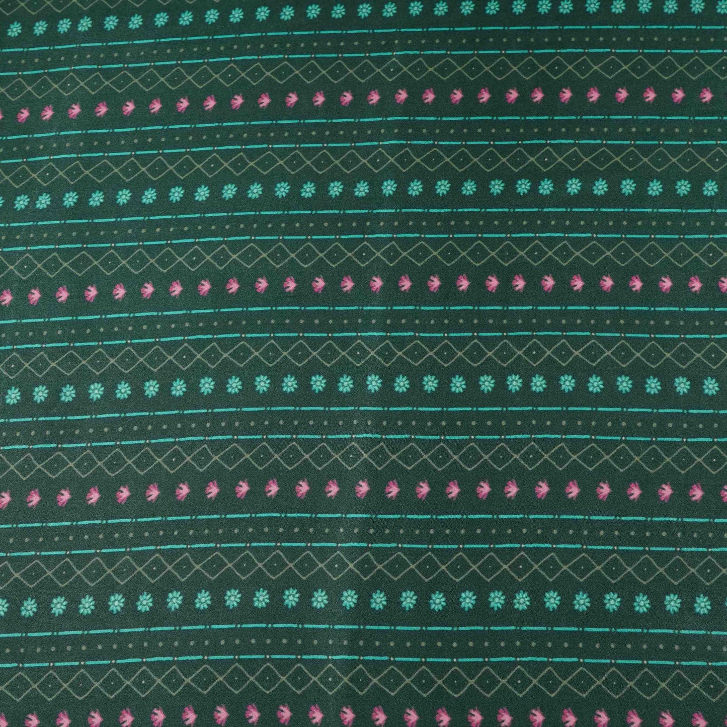 Bottle Green Geometrical stripes Bemberg Modal Silk Fabric KTP-31402