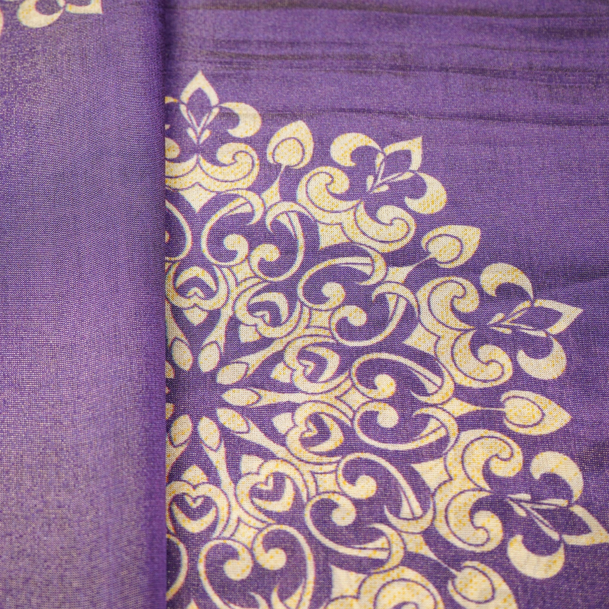 Purple Traditional Print Pure Tissue Fabric 21282