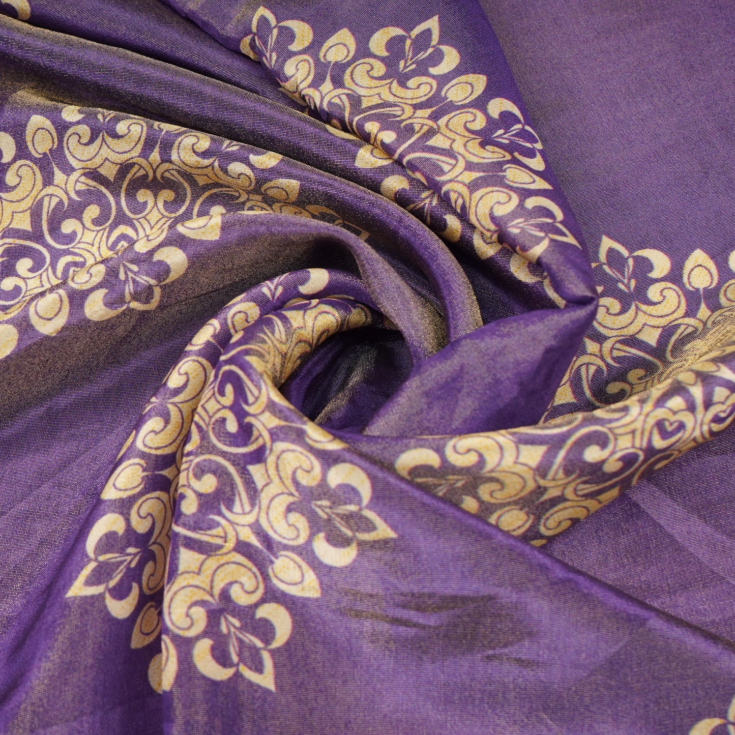Purple Traditional Print Pure Tissue Fabric 21282