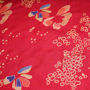 Red Abstarct Print Upada Silk Fabric 21090