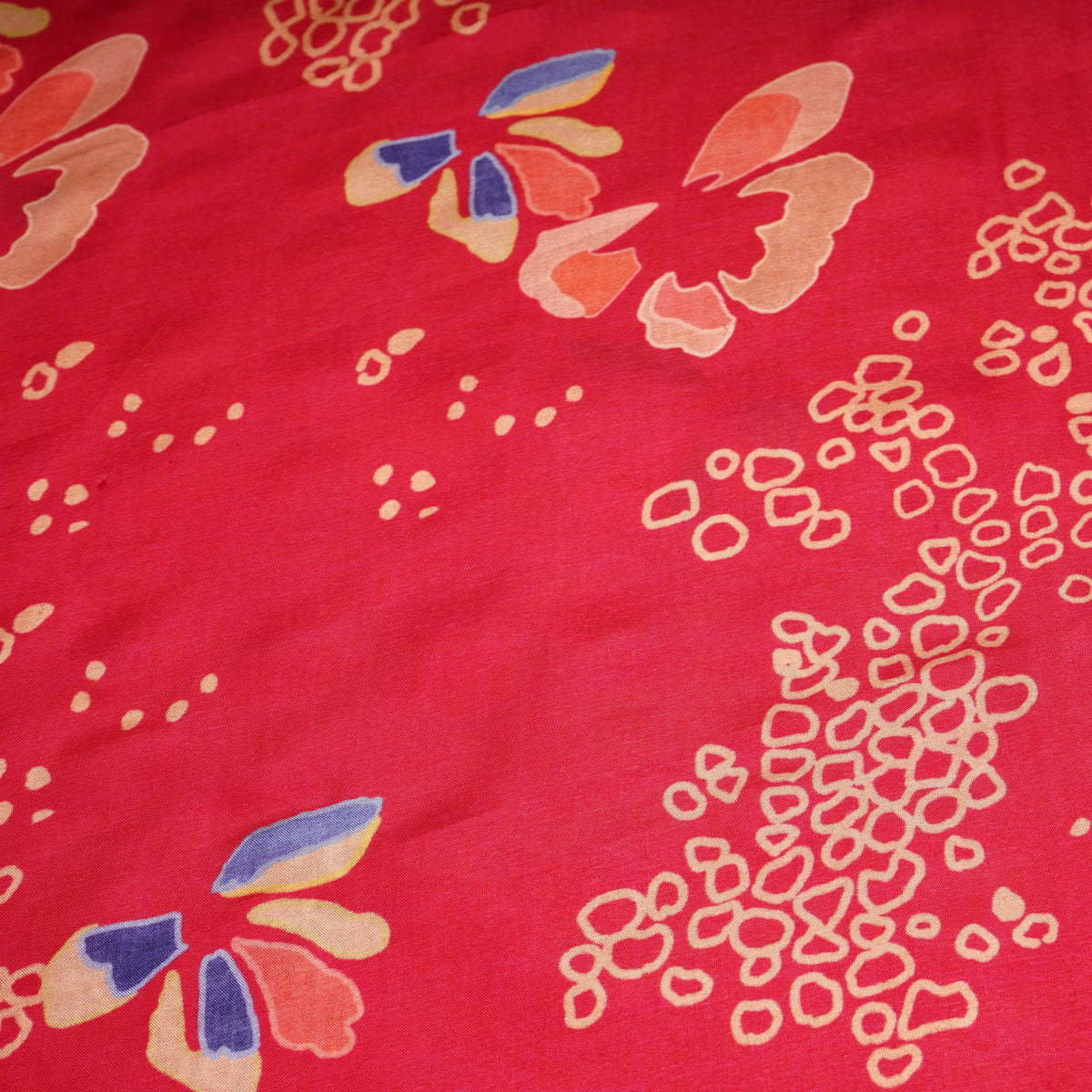 Red Abstarct Print Upada Silk Fabric 21090