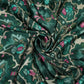 Bottle Green Mughal floral print Bemberg Modal Silk Fabric KTP-31403