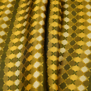 Mustard with Green Tropical stripes Bemberg Modal Silk Fabric KTP-31419 - TradeUNO