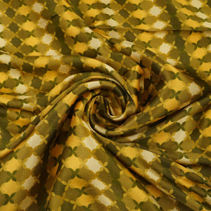 Mustard with Green Tropical stripes Bemberg Modal Silk Fabric KTP-31419 - TradeUNO