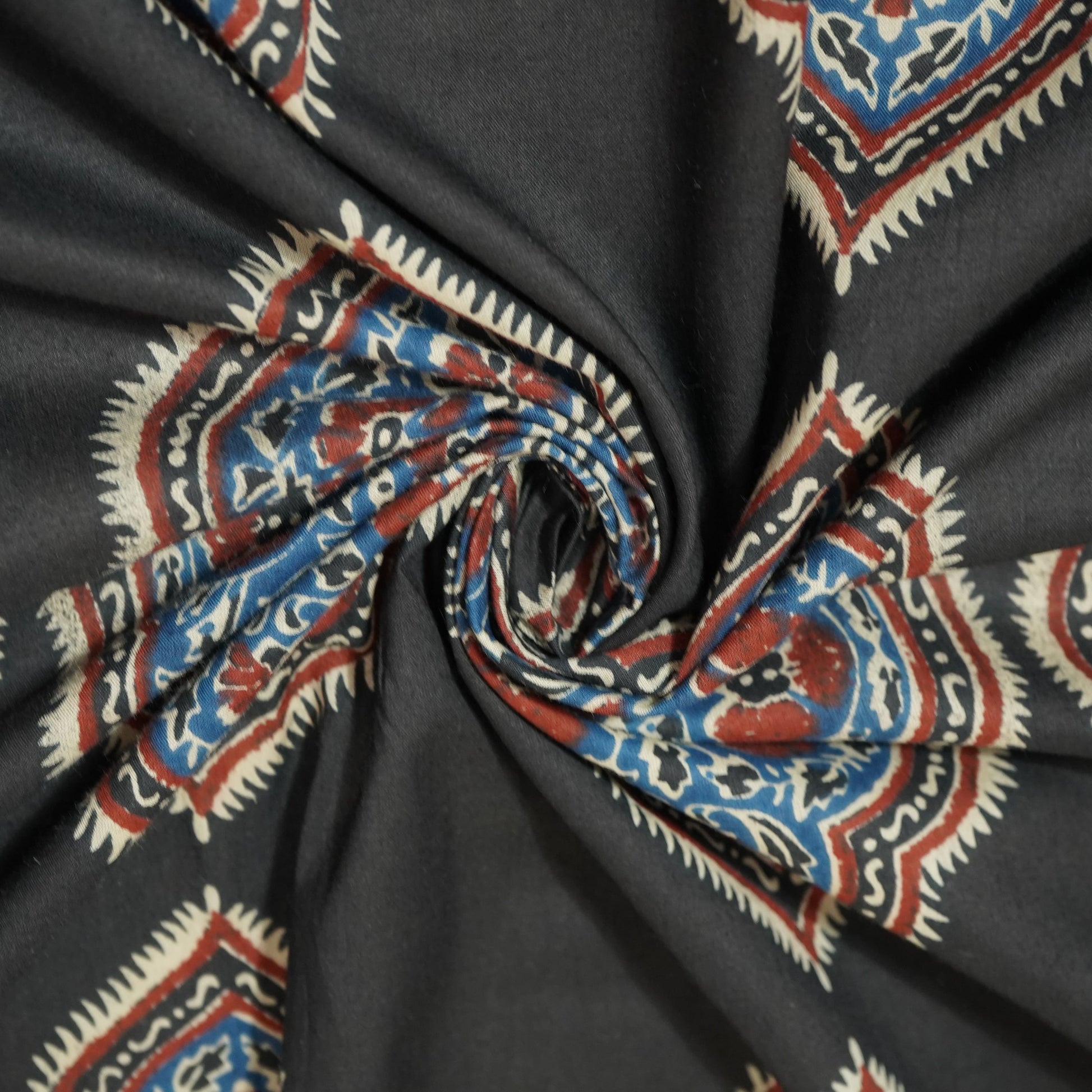 Black Ajrakh Print Cotton Fabric 23421