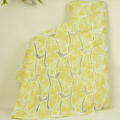 Green Floral Embroidery Schiffli Crepe Fabric AF-29922