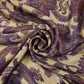 Beige with Purple Paisley print Bemberg Modal Silk Fabric KTP-31388