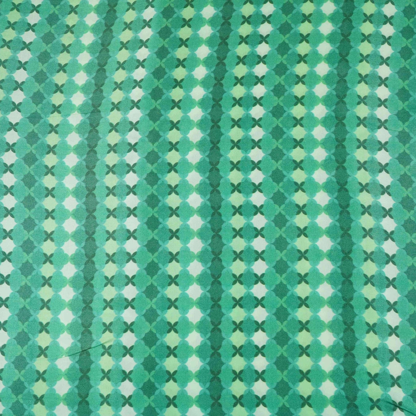 Teal Green with Dark Green Tropical stripes Bemberg Modal Silk Fabric KTP-31420
