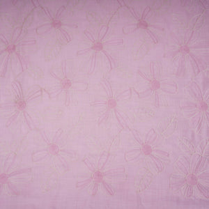 Baby Pink floral thread embroidery Linen Fabric SFG-31712 - TradeUNO