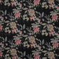 Black Floral Print Cotton Linen Fabric RT-30913