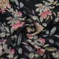 Black Floral Print Cotton Linen Fabric RT-30913