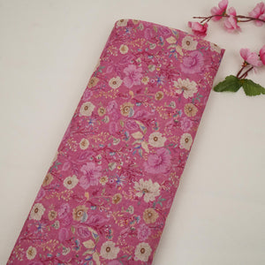 Pink Floral Print Cotton Linen Fabric RT-30904 - TradeUNO