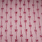 Peach Pink Bow Stripes embroidery Chinon Cotton Slub Fabric SFG-31707