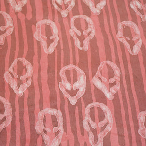 Brick Red Handblock Modal Satin Fabric 23605
