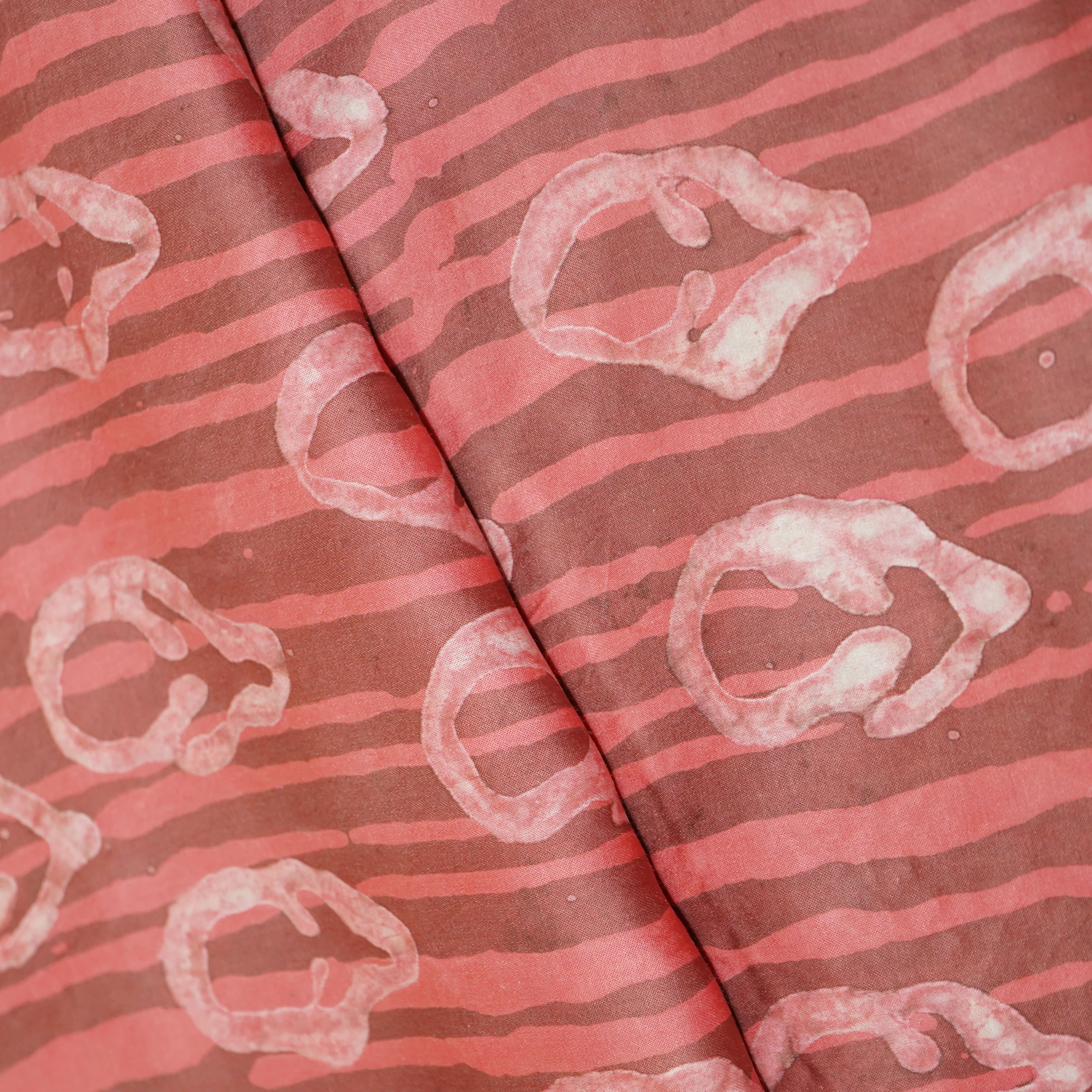 Brick Red Handblock Modal Satin Fabric 23605