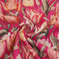 Magenta Pink Floral Print Cotton Linen Fabric RT-30902