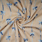 Beige Bow Stripes embroidery Chinon Cotton Slub Fabric SFG-31709
