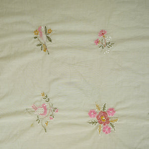Light Green Floral Embroidery Mul Chanderi Fabric DC-29912 - TradeUNO