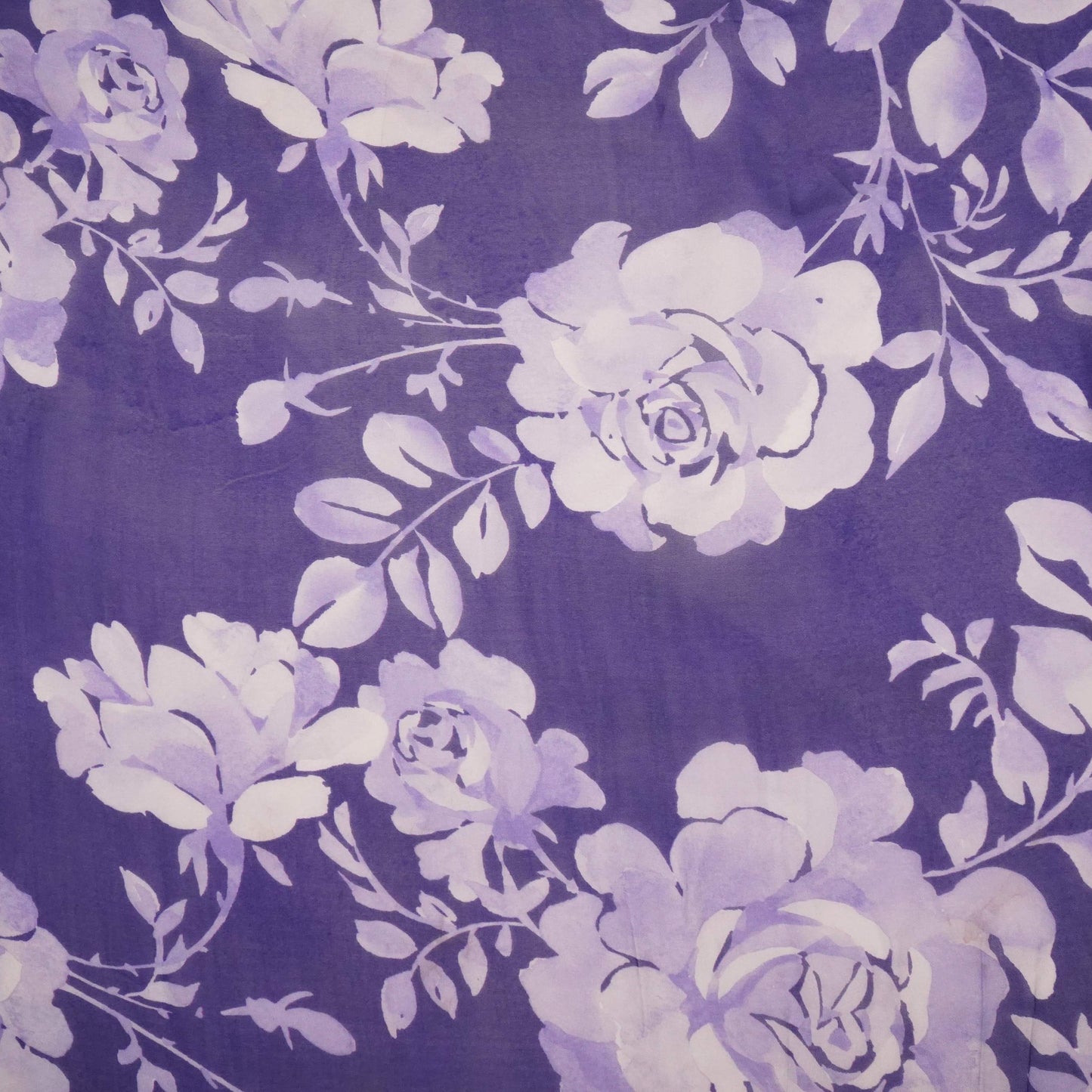 Royal Blue Floral Print Organza Fabric MT-30683