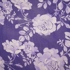Royal Blue Floral Print Organza Fabric MT-30683 - TradeUNO