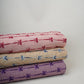 Mauve Bow Stripes embroidery Chinon Cotton Slub Fabric SFG-31708