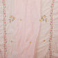 Baby Pink Floral Border Embroidery Mul Chanderi Fabric DC-29915