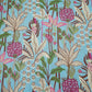 Blue Floral Foil Print Cotton Fabric 23456