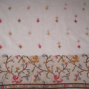 White dyeable cross stitch work Chanderi Fabric CTF-31378 - TradeUNO