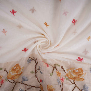 White dyeable cross stitch work Chanderi Fabric CTF-31379 - TradeUNO