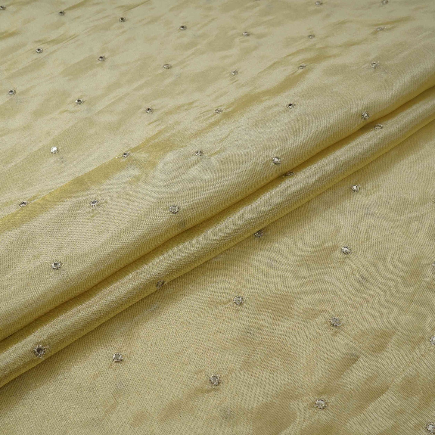 Golden Buti Mirror embroidery Tissue Fabric VFS-31691