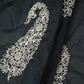 Dark Navy Blue Paisley Embroidery Mul Chanderi Fabric DC-29911