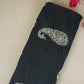 Dark Navy Blue Paisley Embroidery Mul Chanderi Fabric DC-29911