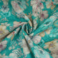 Teal Green Floral Print Cotton Linen Fabric RT-30915