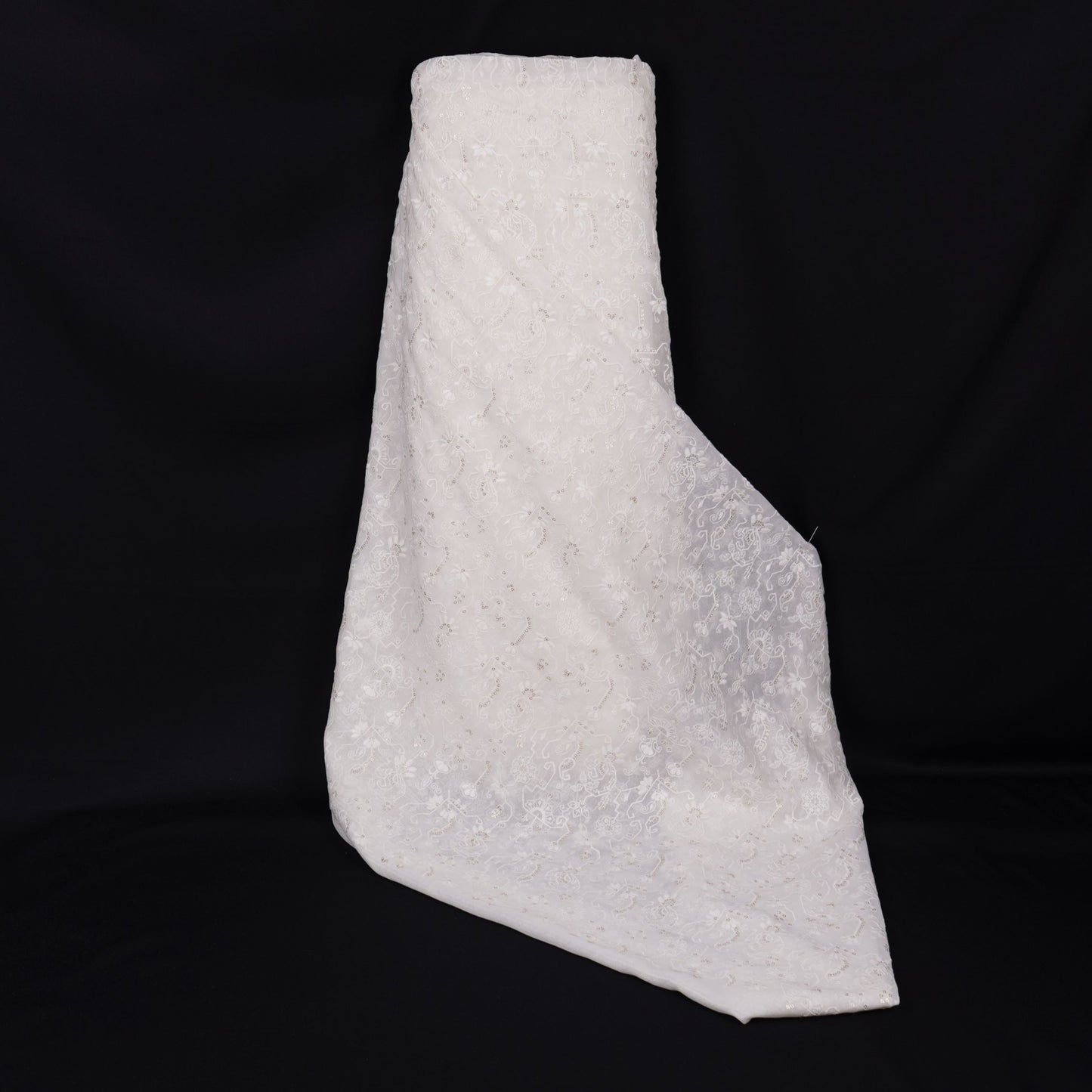 White Dyeable Chikankari Georgette Fabric VFS-31698