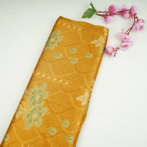 Mustard floral print Bemberg Modal Silk Fabric KTP-31436