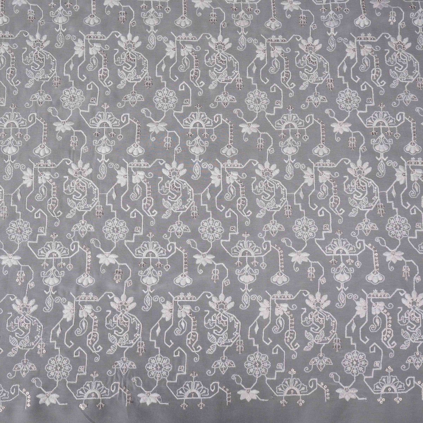 White Dyeable Chikankari Georgette Fabric VFS-31698