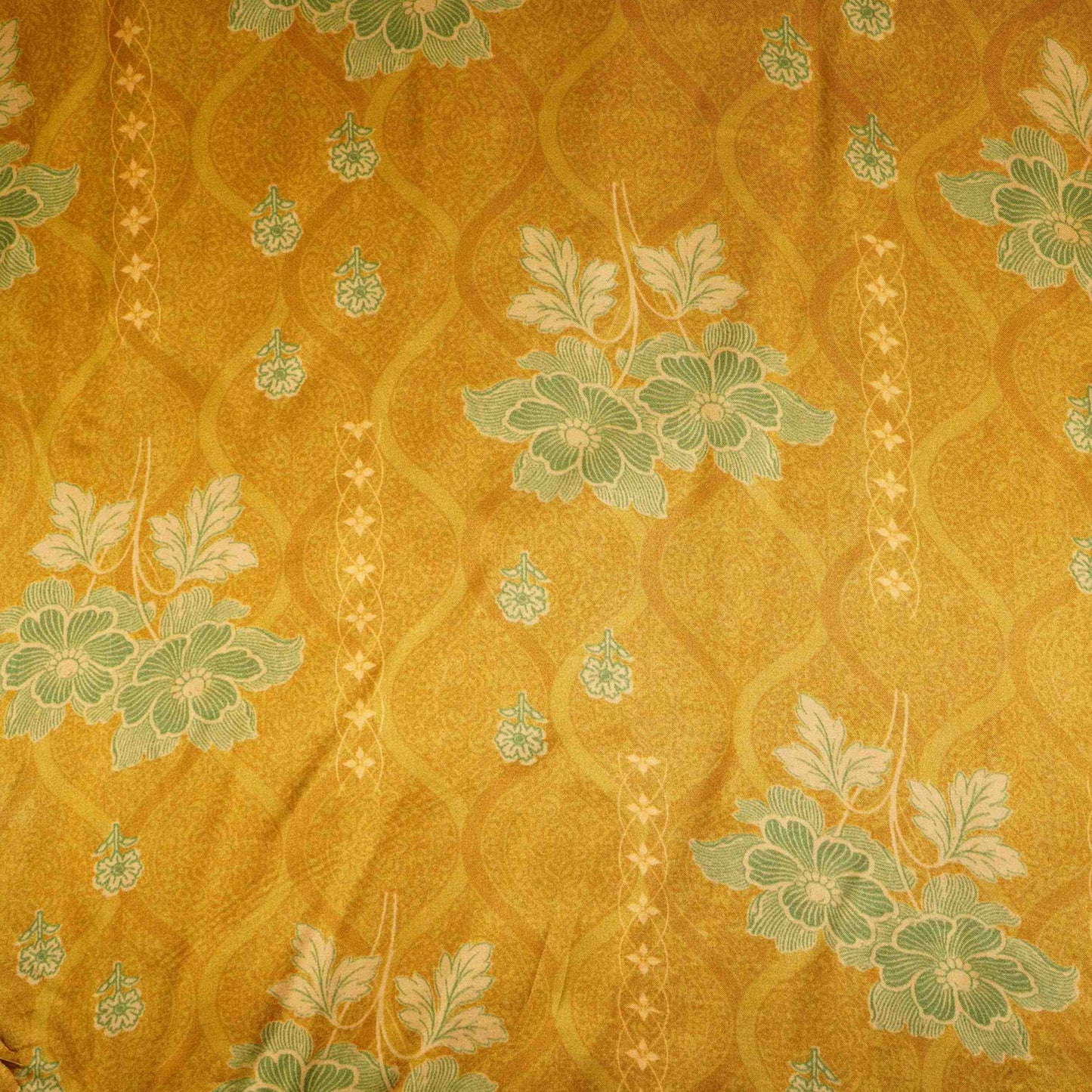 Mustard floral print Bemberg Modal Silk Fabric KTP-31436