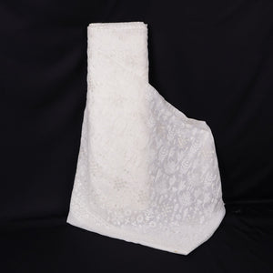 White Dyeable Chikankari embroidery Georgette Fabric VFS-31699 - TradeUNO