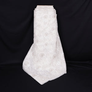 Off White floral thread embroidery Organza Fabric VFS-31703 - TradeUNO