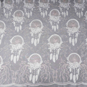 Off White floral thread embroidery Organza Fabric VFS-31703 - TradeUNO